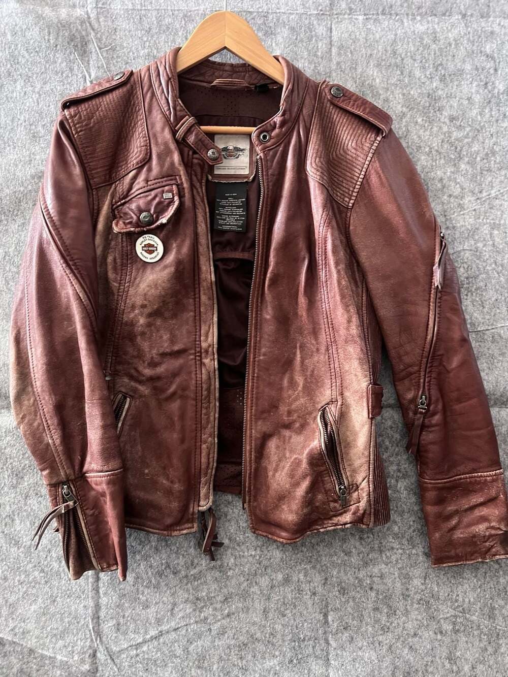 Harley-Davidson Women's Genuine Sheepskin Distressed Leather Biker Jacket